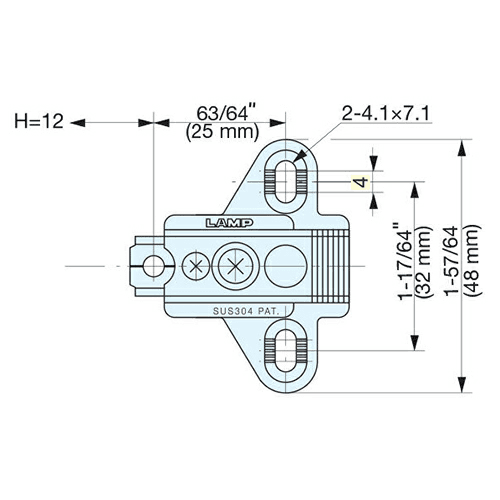 304B 3-Way Adjustable Wing Mounting Plate, Polished, Screw-On, 12mm - Alt Image 3