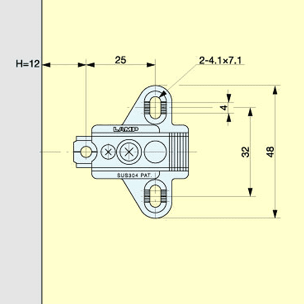 304B Cam Adjustable Straight Mounting Plate, Polished, Screw-On, 12mm - Alt Image 1