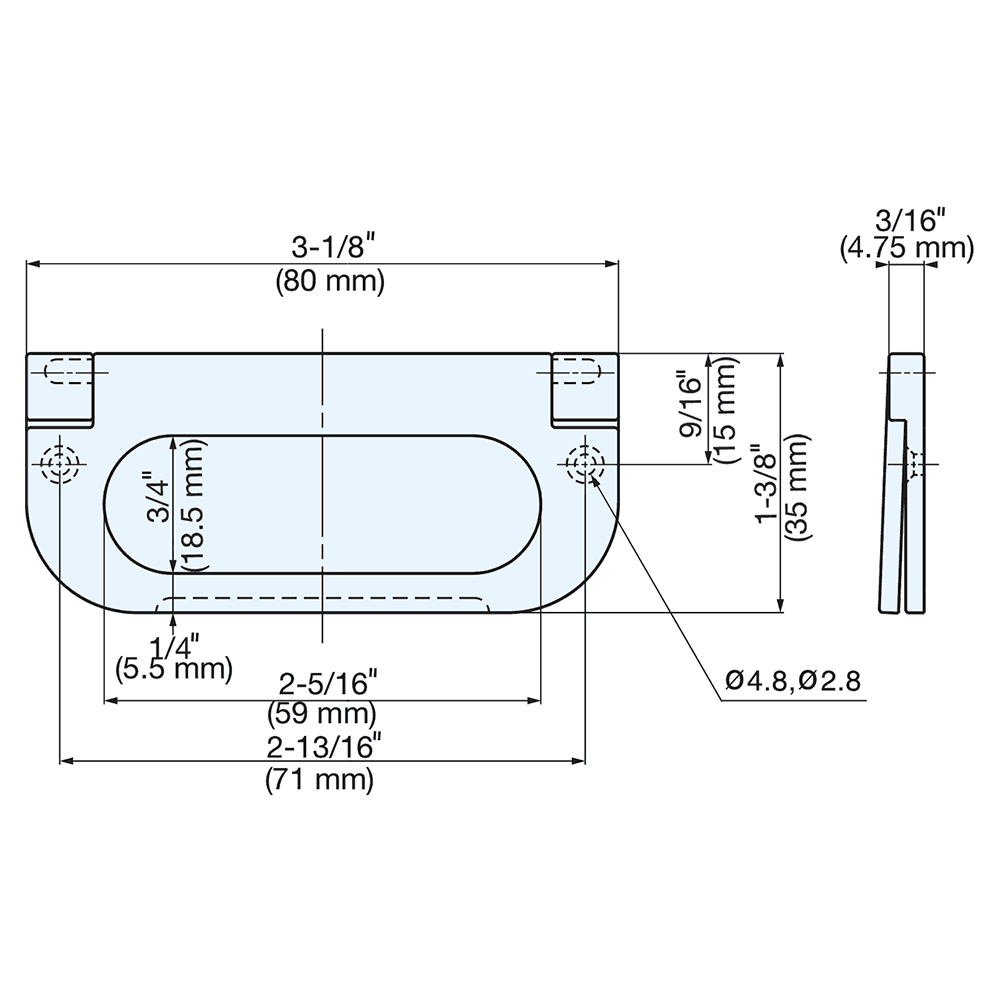 2-13/16" Folding Flush Pull, Satin Nickel Alt 1 - Image