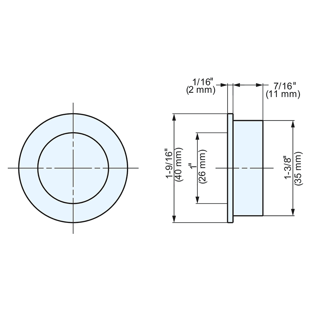 1-9/16" Recessed Finger Pull, Satin Nickel Alt 2 - Image