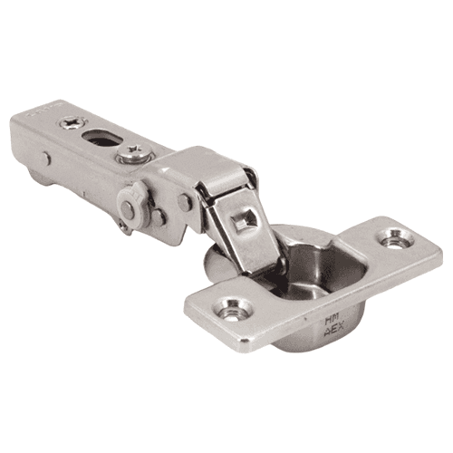 105° Opening Concealed Hinge, Adjustable Soft-Close, Free-Swinging, 9mm Overlay, Nickel, Screw-On Main - Image