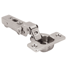 105° Opening Concealed Hinge, Adjustable Soft-Close, Free-Swinging, 9mm Overlay, Nickel, Screw-On Main - Image