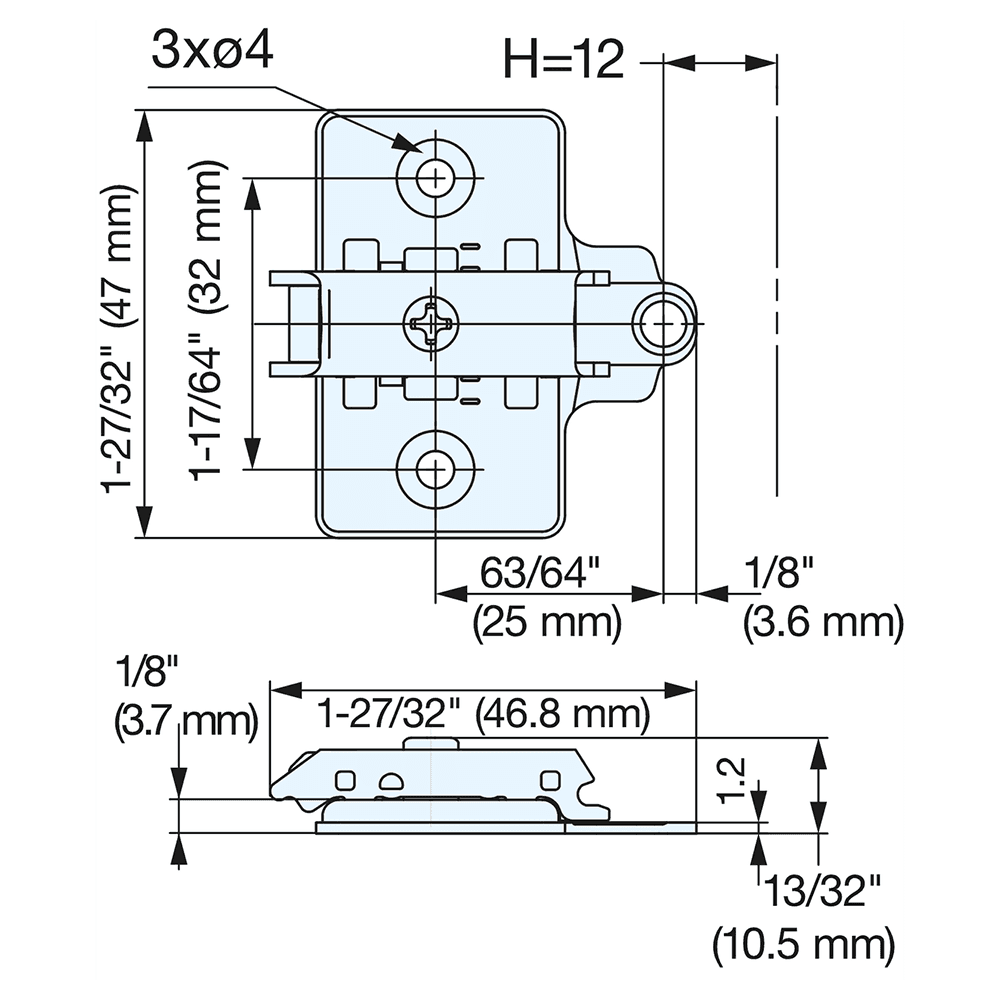 47mm Olympia Mounting Plate, Nickel Alt 3 - Image