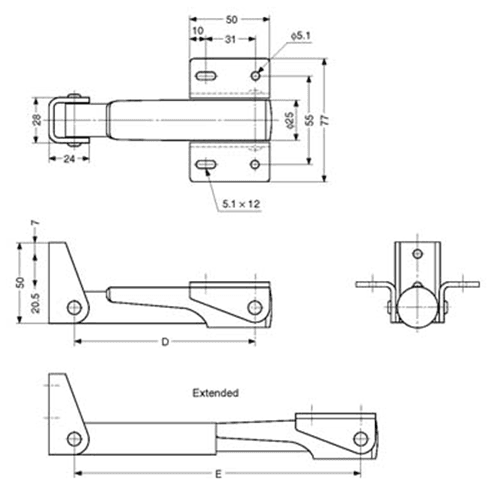 Sugatsune 23-1/16" Folding Bracket with Anodized Finish, Automatically Locks When Flap is Open