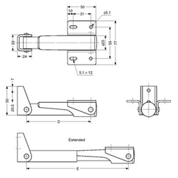 Sugatsune 23-1/16" Folding Bracket with Anodized Finish, Automatically Locks When Flap is Open