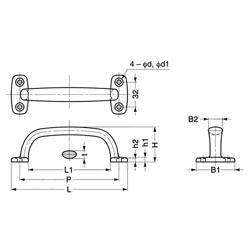 Sugatsune 5-3/64" U-Shape Pull Mirror Cabinet Hardware