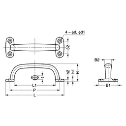 Sugatsune 5-3/64" U-Shape Pull Mirror Cabinet Hardware