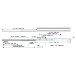 Drawer Slide with 155lb. Capacity, Side Mount, Full Extension, Plain, 56-1/4" Alt 1 - Image