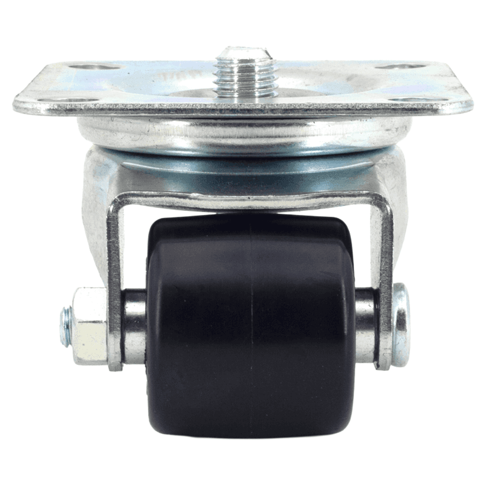 4-1/64" x 50mm Rubber Swivel Caster with Leveling Glide, Chrome Alt 2 - Image