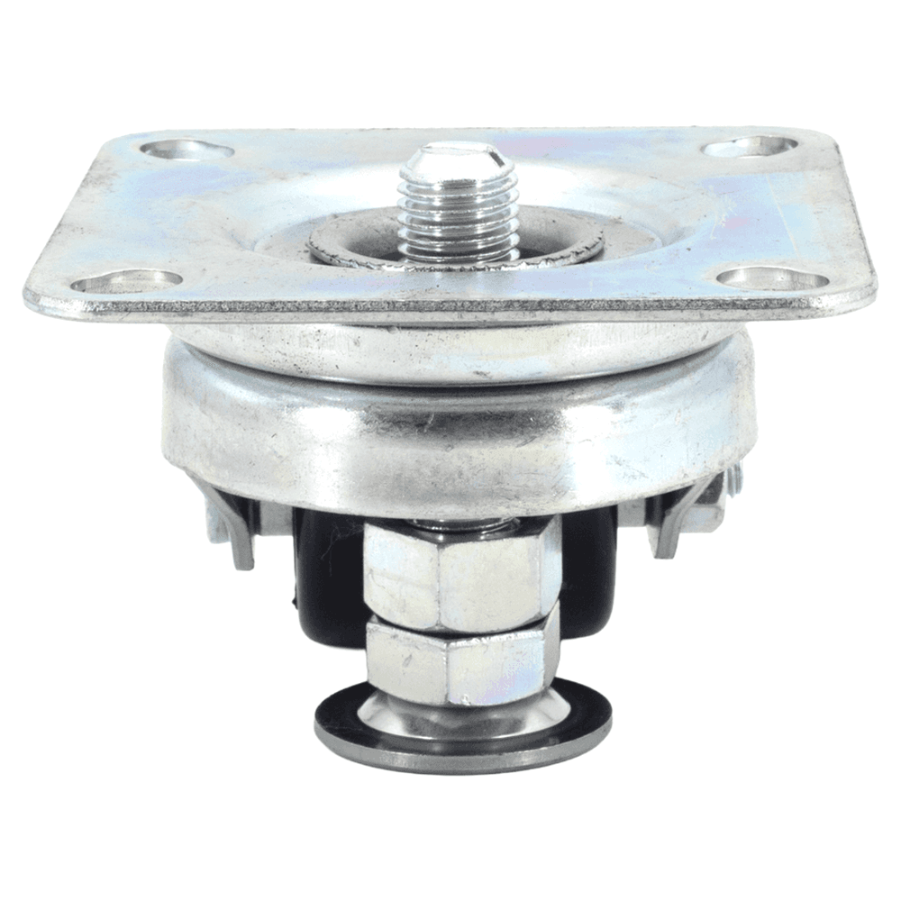 4-1/64" x 50mm Rubber Swivel Caster with Leveling Glide, Chrome Alt 3 - Image