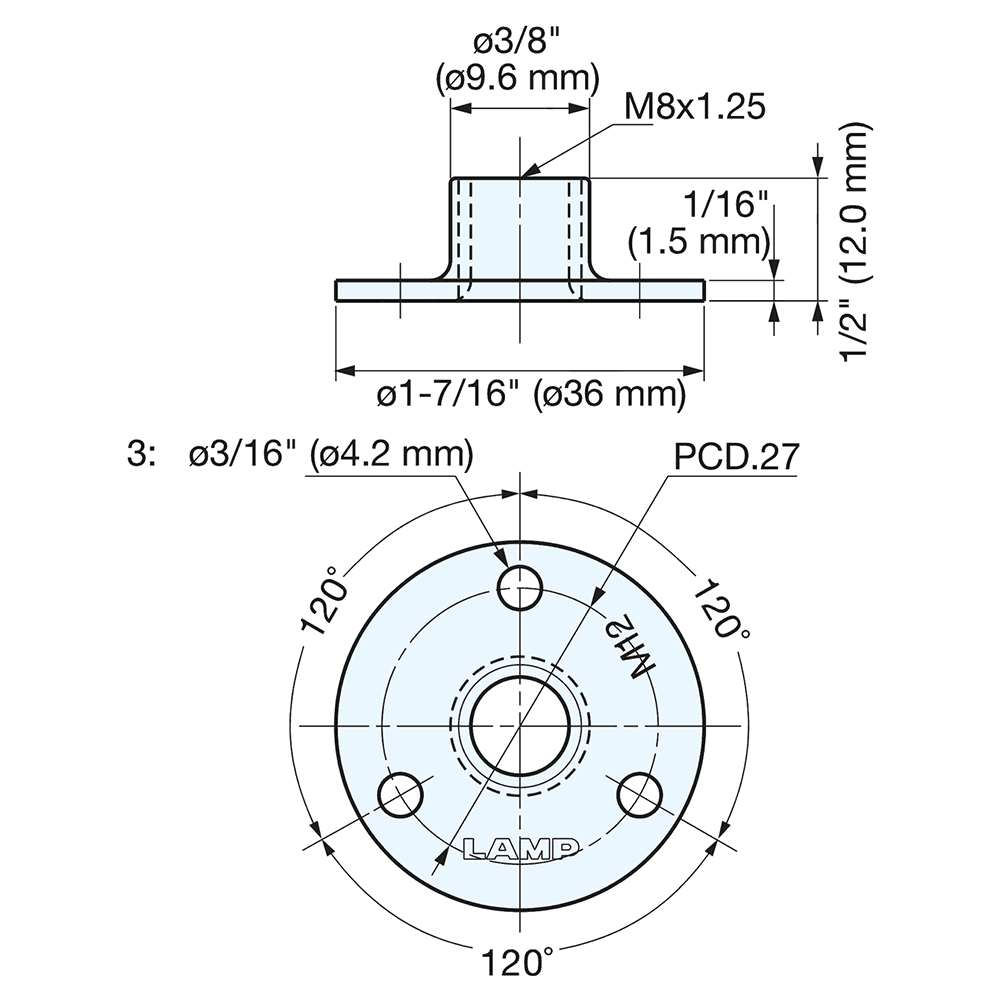 1-7/16" x 1/2" Stainless Steel Leveling Glide Base, Plain Alt 2 - Image