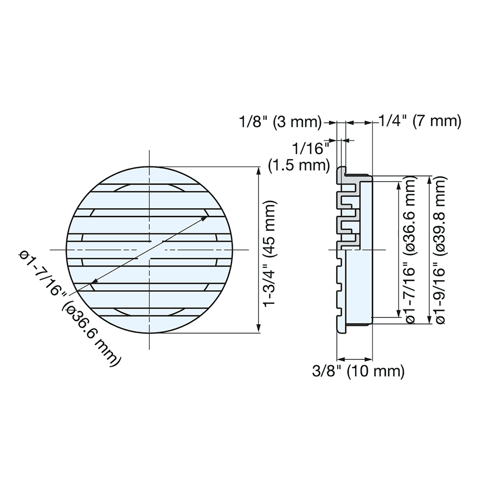 APB-4045 1-3/4" Round Plastic Air Ventilator, White Alt 3 - Image