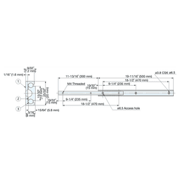 Low Profile Drawer Slide with 18lb. Capacity, Side Mount, 3/4 Extension, Anodized/Plain, 31-1/2" Alt 1 - Image
