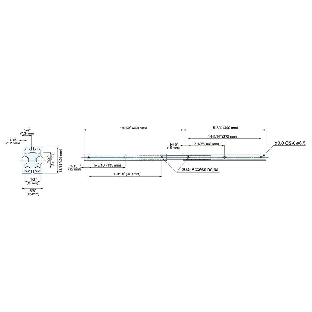 Low Profile Drawer Slide with 11lb. Capacity, Side Mount, Full Extension, Anodized Silver, 33-7/8" Alt 1 - Image