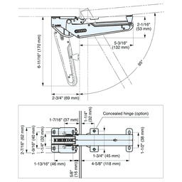 Aileron Stay MD 95° Upward-Opening Lid with Hinge, Plain Alt 3 - Image