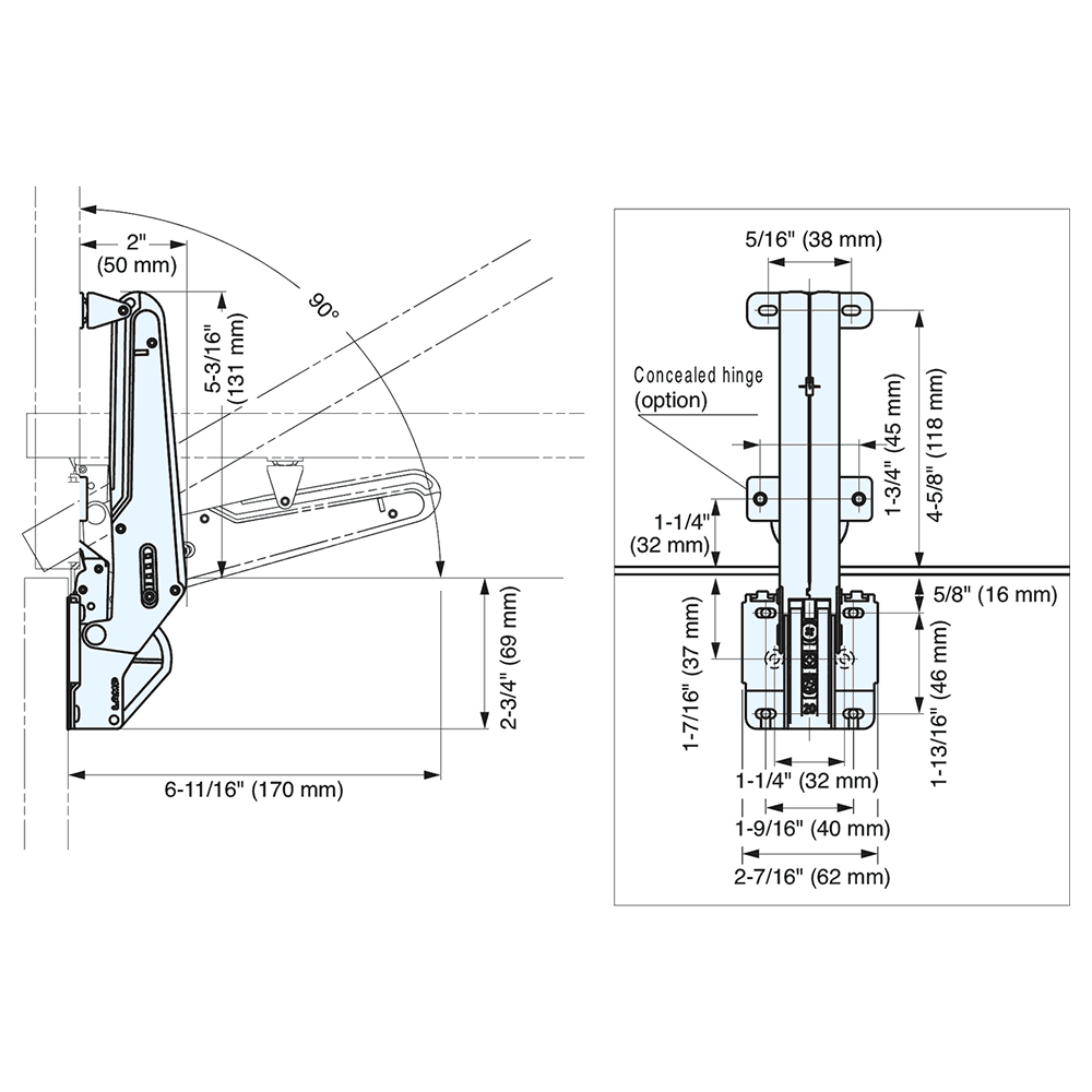 Aileron Stay HD 90° Top-Opening Lid with Hinge, Plain Alt 3 - Image