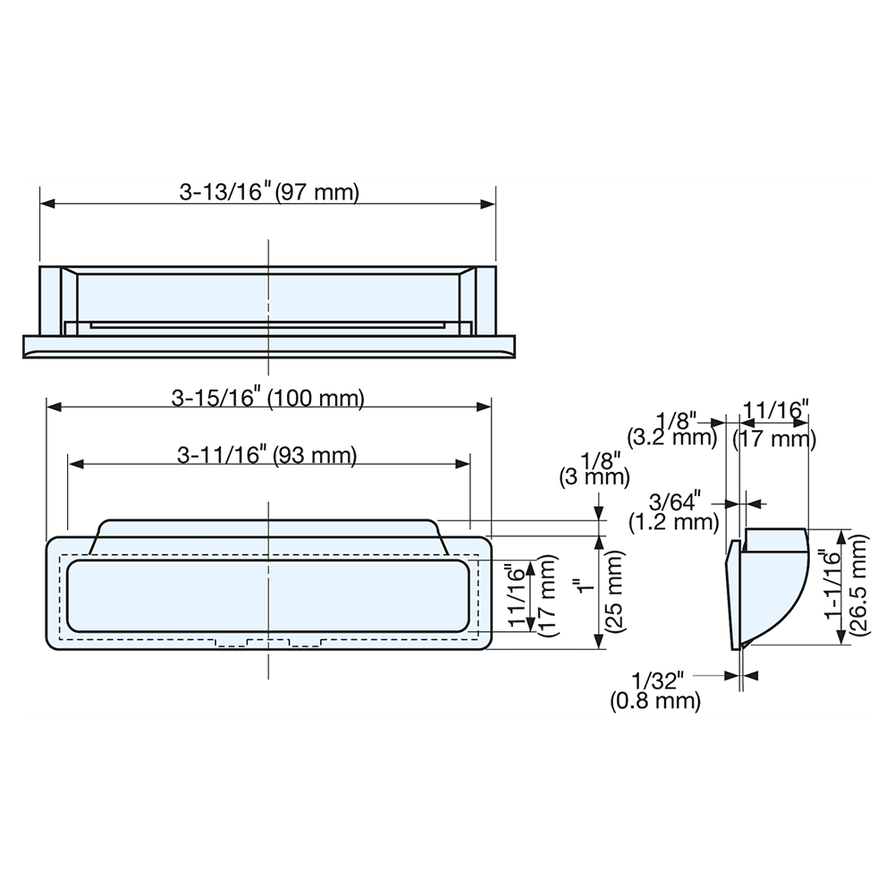 3-15/16" x 1" Recessed Flush Pull, Brown Alt 4 - Image