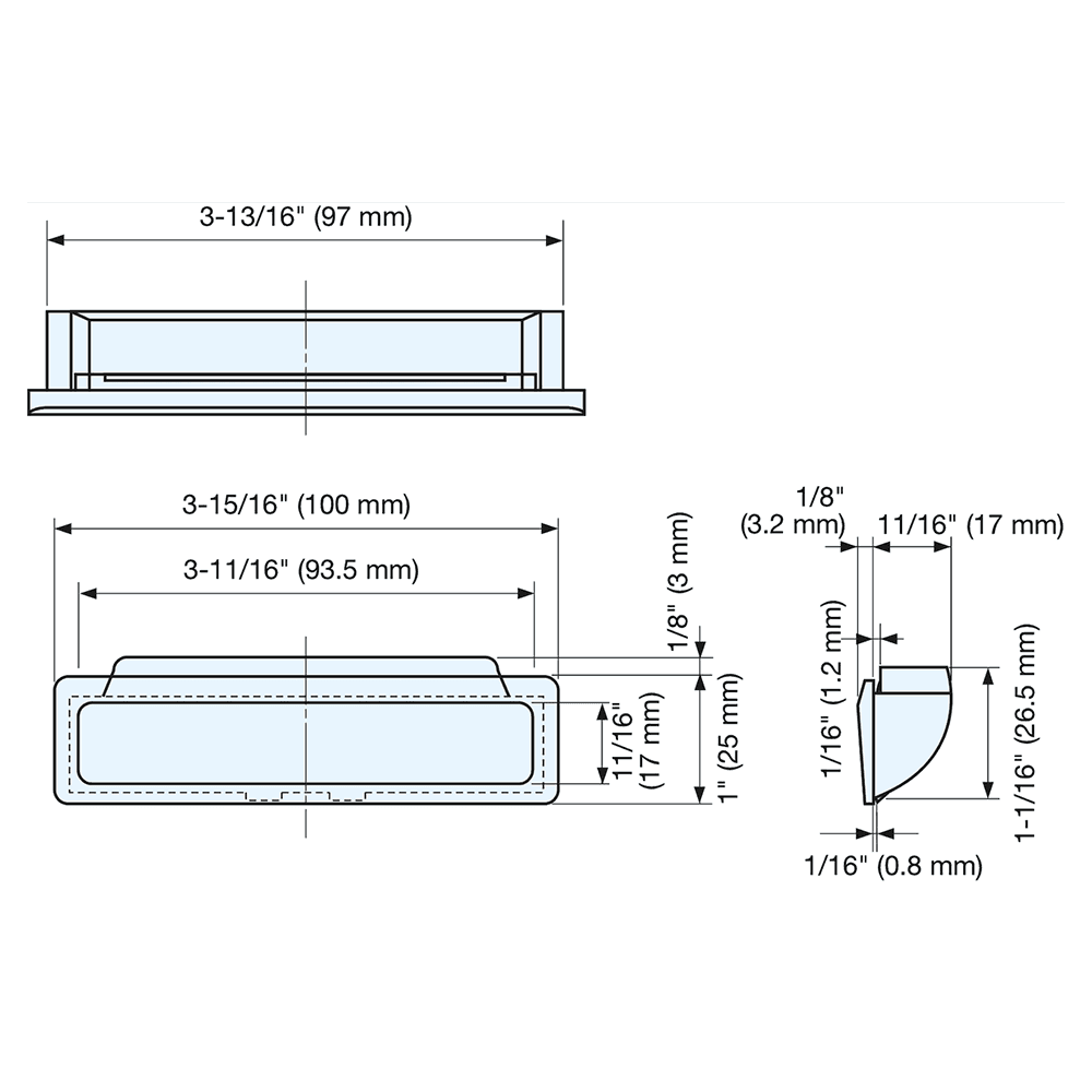 3-15/16" x 1" Recessed Flush Pull, Ivory Alt 4 - Image
