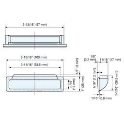 3-15/16" x 1" Recessed Flush Pull, Ivory Alt 4 - Image