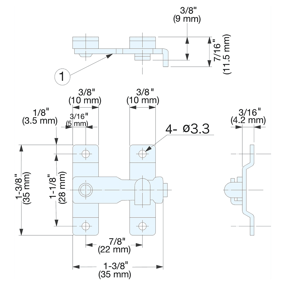 1-7/16" Bar Latch, Polished Alt 4 - Image