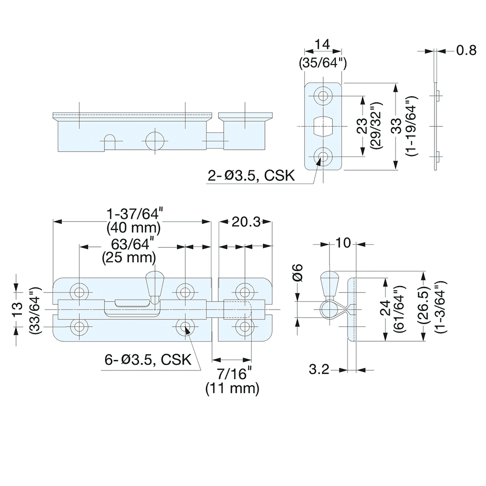2-3/8" Bar Latch, Satin Alt 6 - Image