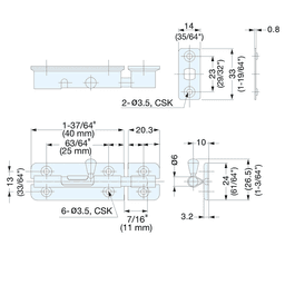 2-3/8" Bar Latch, Satin Alt 6 - Image