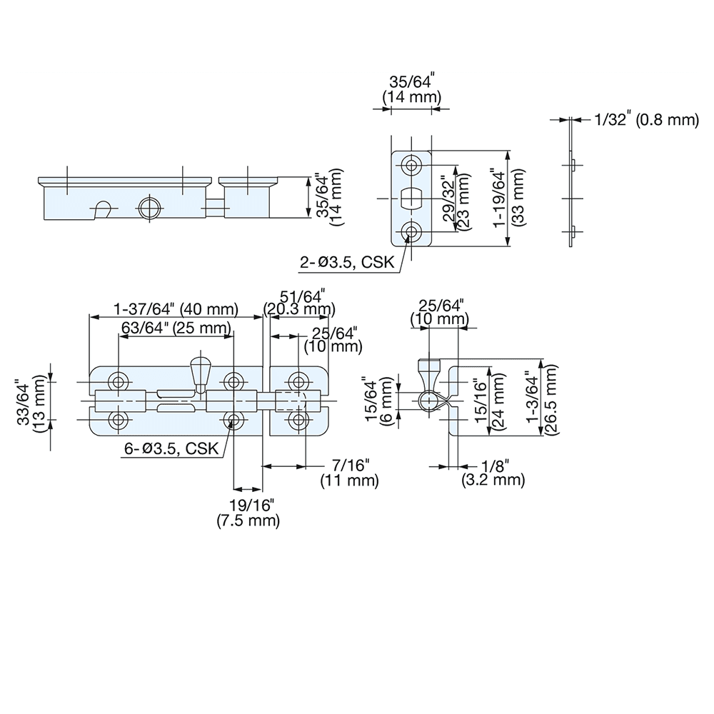 40mm Barrel Bolt, Satin Alt 4 - Image