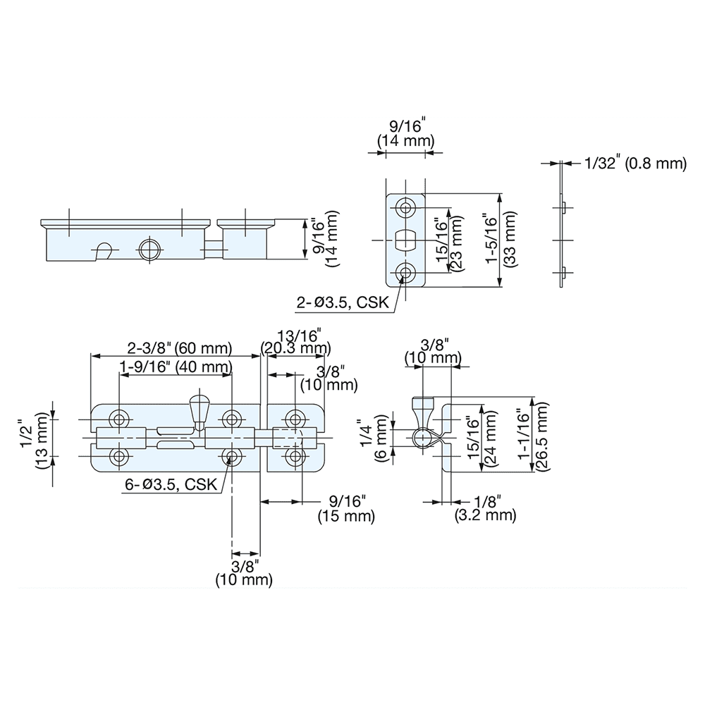 2-3/8" Barrel Bolt, Satin Alt 4 - Image
