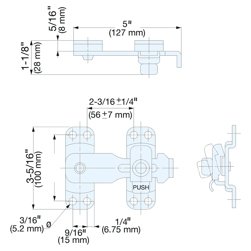 5" Spring Loaded Bar Latch, Polished Stainless Steel Alt 1 - Image