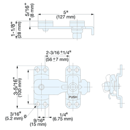 5" Spring Loaded Bar Latch, Polished Stainless Steel Alt 1 - Image