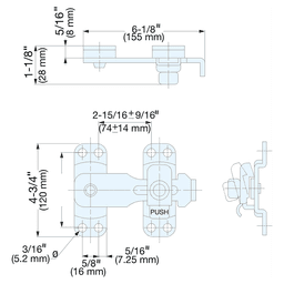 6-1/8" Spring Loaded Bar Latch, Polished Stainless Steel Alt 1 - Image