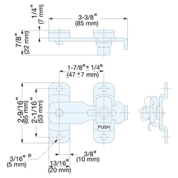 3-3/8" Spring Loaded Bar Latch, Polished Stainless Steel Alt 3 - Image
