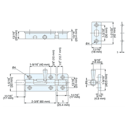 2-3/8" Barrel Bolt with Spring, Satin Alt 5 - Image
