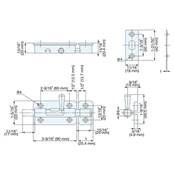 3-9/16" Barrel Bolt with Spring, Satin Alt 5 - Image