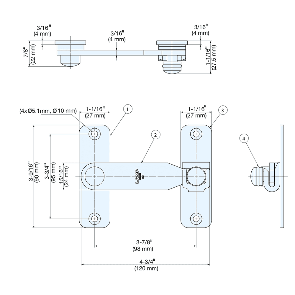 4-3/4" Bar Latch, Polished Stainless Steel Alt 3 - Image