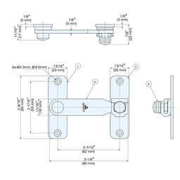 3-1/8" Bar Latch, Polished Stainless Steel Alt 4 - Image