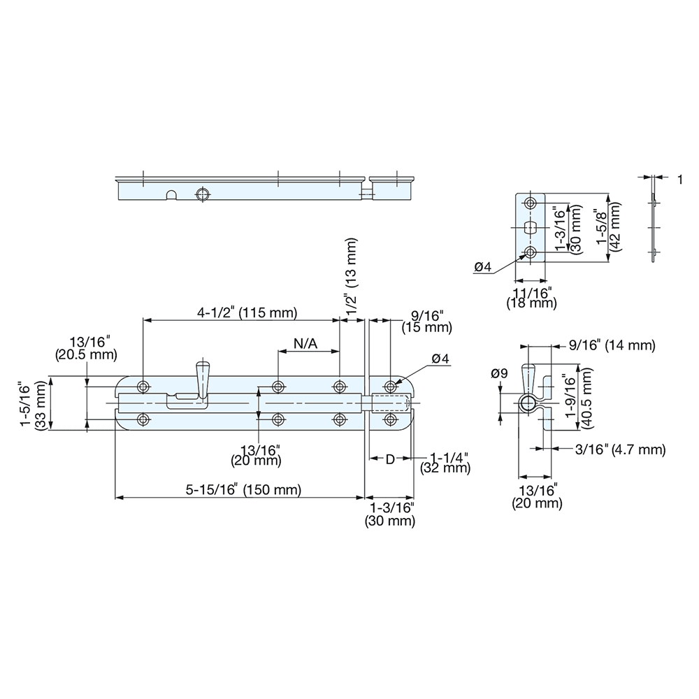 5-7/8" Spring Loaded Barrel Bolt, Satin/Plain Alt 4 - Image