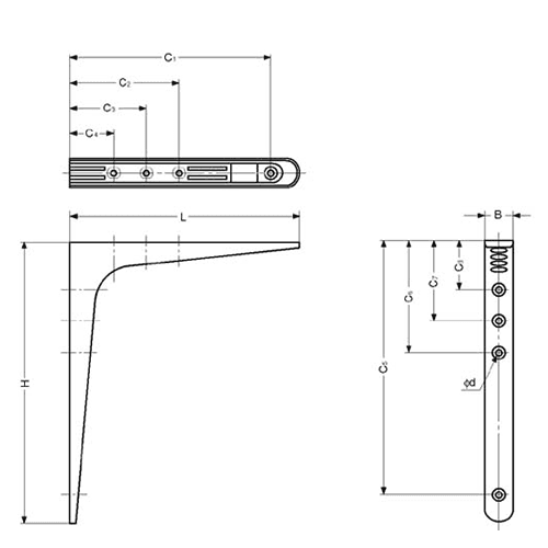 Versatile 400 x 30 x 480mm Shelf Bracket by Sugatsune for Reinforcement or Corner Connection