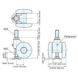 CABF-50 2-11/16" Twin Wheel Stem Caster with Glide, Black Alt 4 - Image