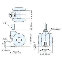 2-11/16" Twin Wheel Stem Caster with Glide, White Alt 4 - Image