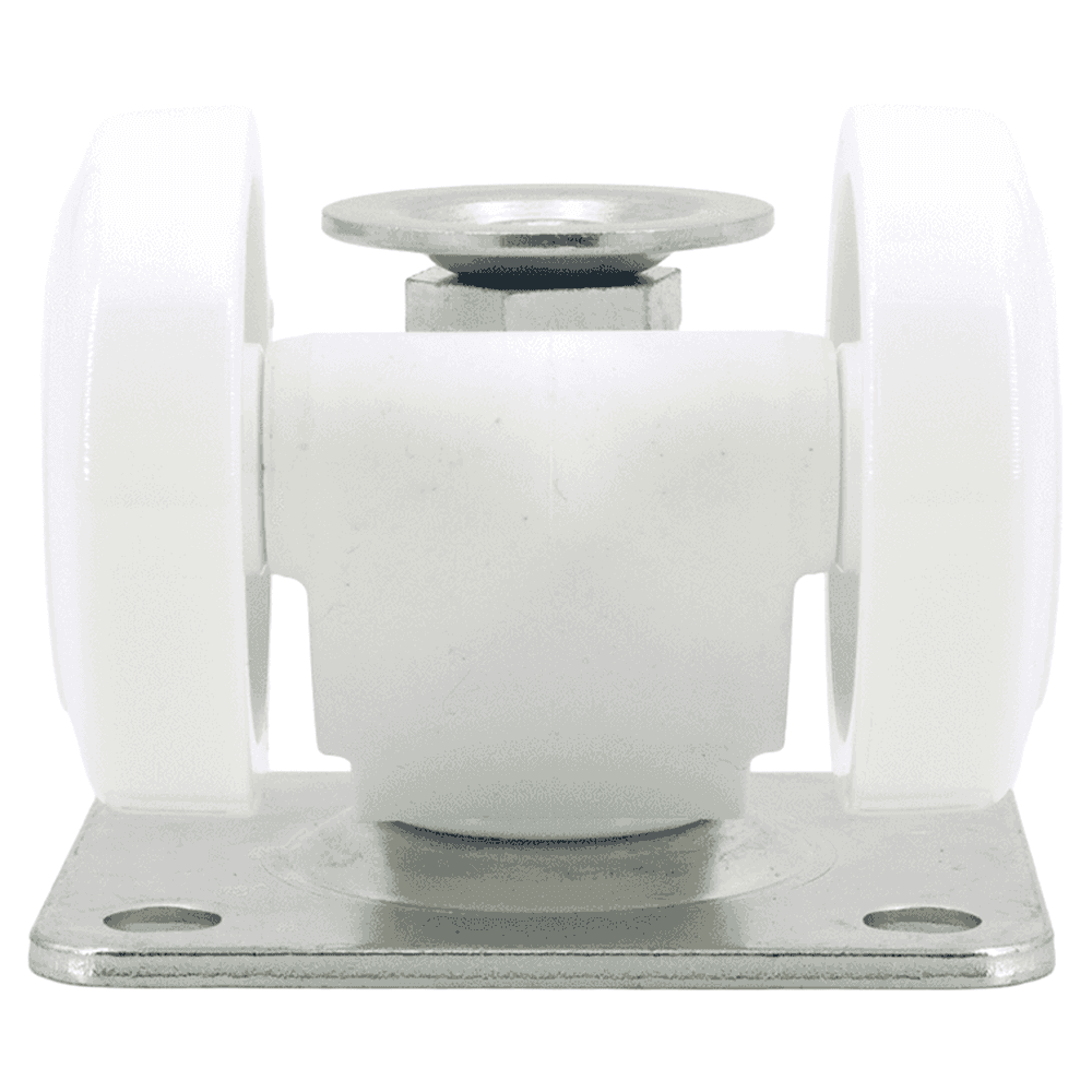 2-11/16" Twin Wheel Plate Caster with Glide, White Alt 3 - Image