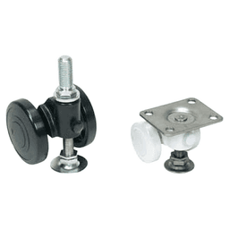 CAPF-75 3-5/16" Twin Wheel Plate Caster with Glide, Black Main - Image