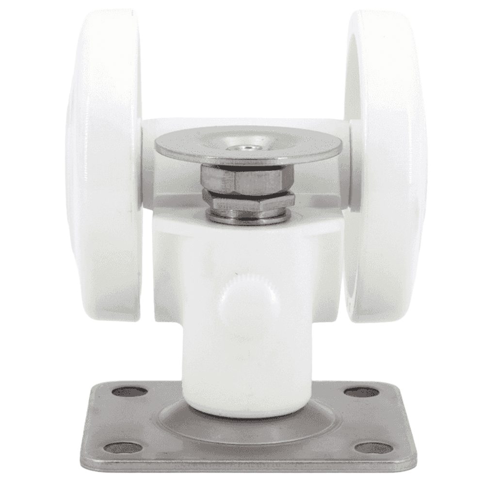 3-5/16" x 1/8" Twin Wheel Plate Caster with Glide, White Alt 2 - Image