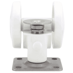 3-5/16" x 1/8" Twin Wheel Plate Caster with Glide, White Alt 2 - Image
