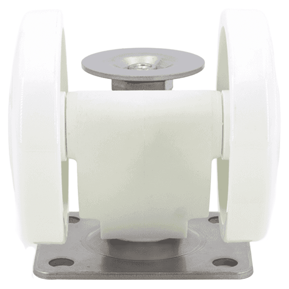 3-5/16" x 1/8" Twin Wheel Plate Caster with Glide, White Alt 3 - Image