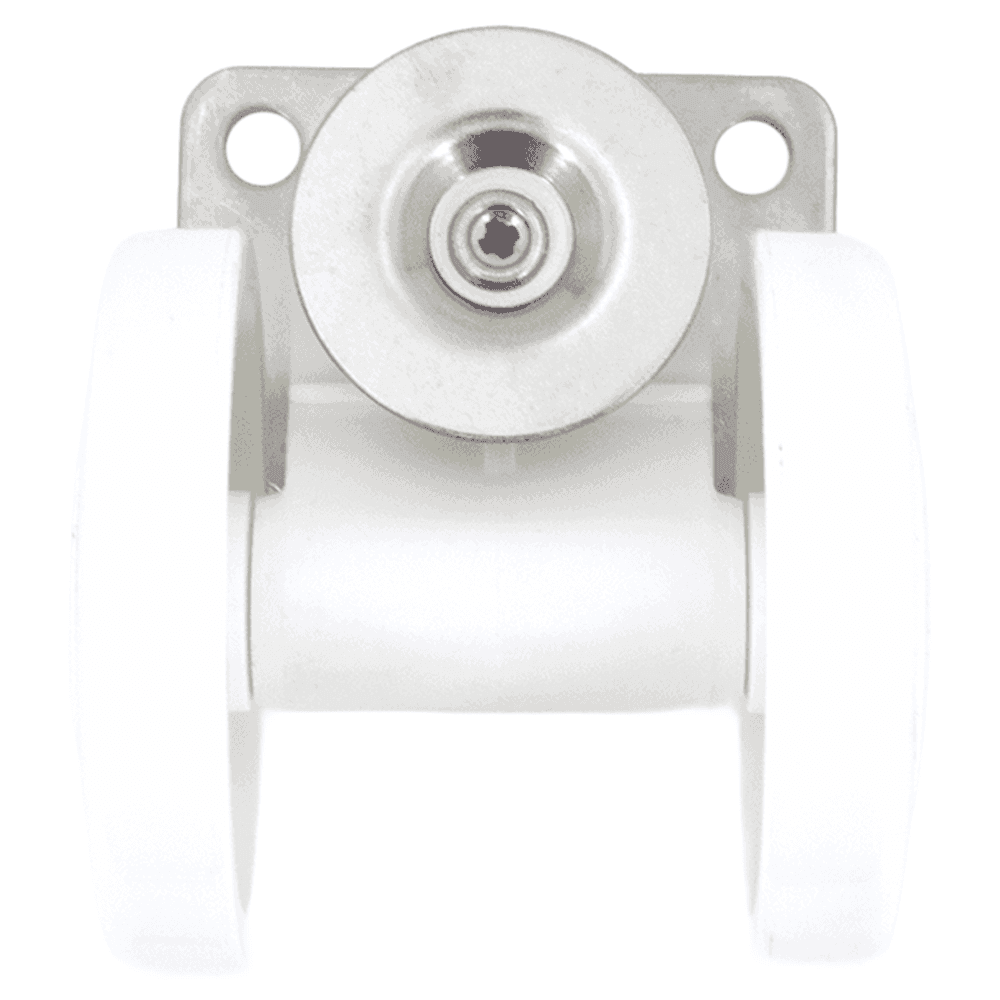 3-5/16" x 1/8" Twin Wheel Plate Caster with Glide, White Alt 4 - Image