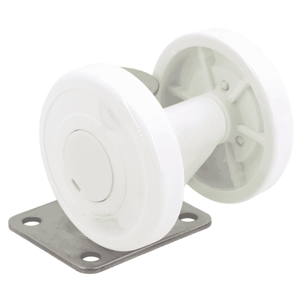 3-5/16" x 1/8" Twin Wheel Plate Caster with Glide, White Main - Image