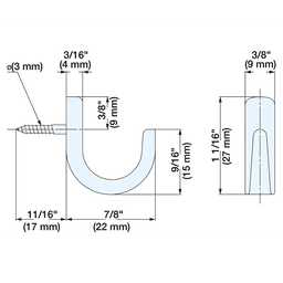 1-1/16" Single Hook, Mirror Alt 1 - Image
