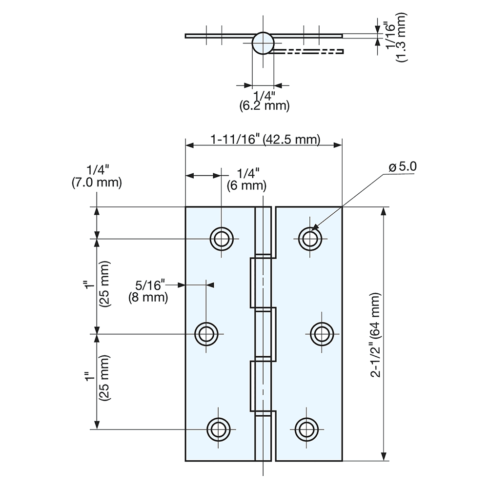 2-1/2" Butt Hinge with Bushing, Satin Alt 3 - Image