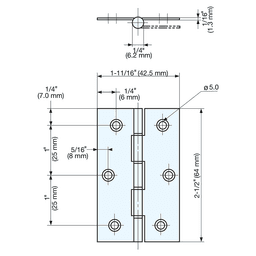2-1/2" Butt Hinge with Bushing, Satin Alt 3 - Image